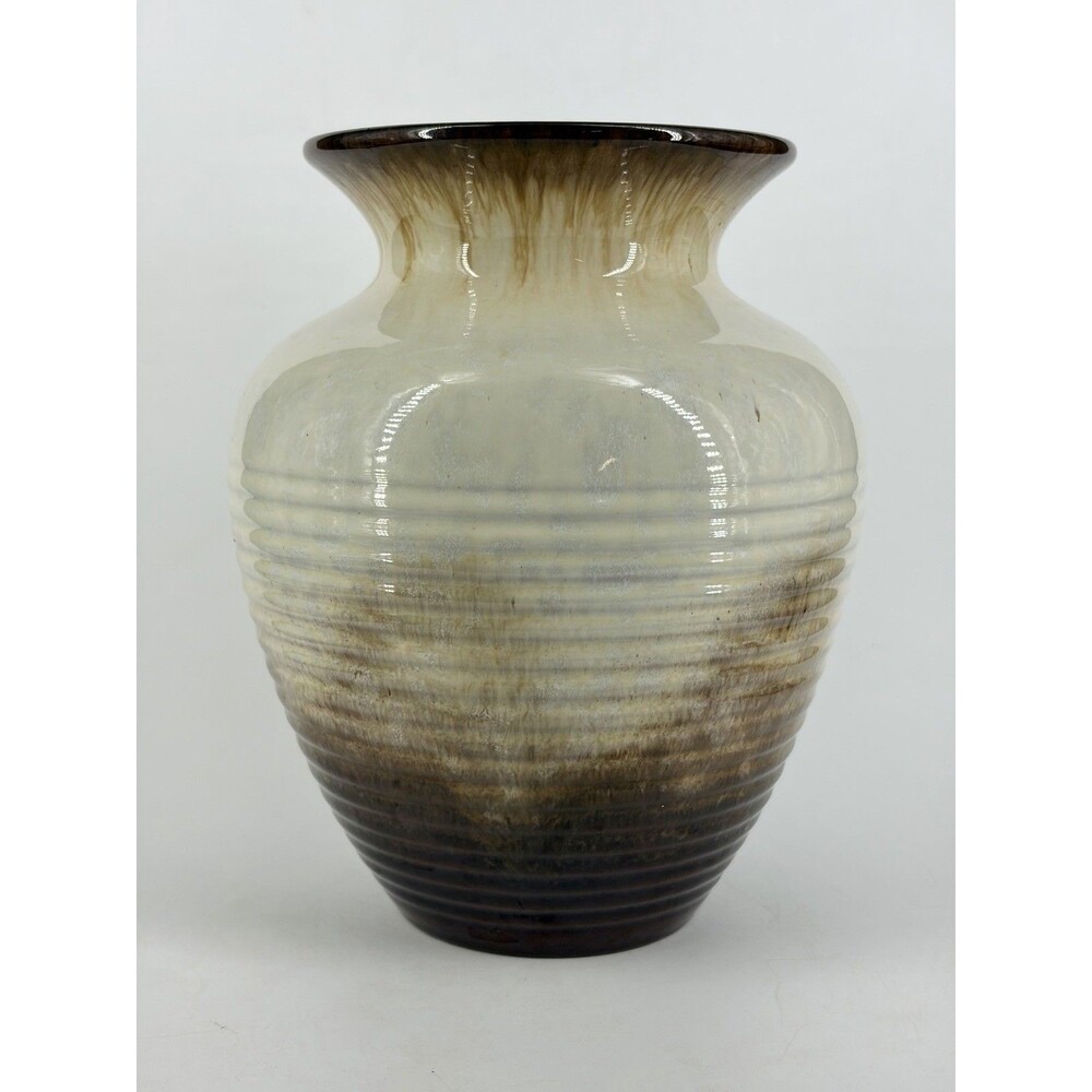 Carstens Tonnieshof MCM Germany Vintage Brown Drip Glaze Ribbed Vase